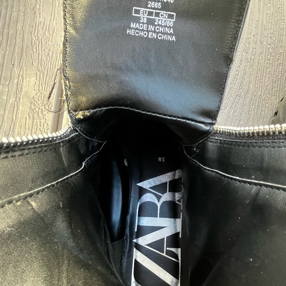 Zara Ankle Lug Sole Chunky Platform Front Zip Boots sz 38 - Picture 11 of 14
